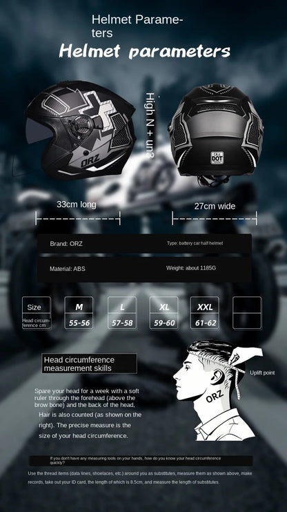 ORZ Motorcycle Helmet Half Face Double Lens Moto Four Seasons Men Women Street Fashion Helmet Capacete De Moto Safety