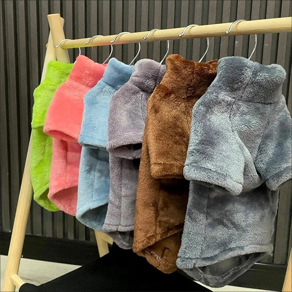 Soft Warm High Neck Fleece Pet Cat Hoodie Kitten Coat Sphynx Clothing without Hat for Cats Autumn Winter Pet Clothes Outfits