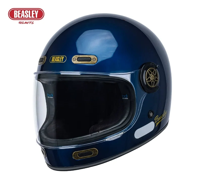 BEASLEY Retro Helmet Men's Women's Cruise Motorcycle Fiberglass Full Helmet Carbon Fiber Motorcycle Helmet DOT Certification