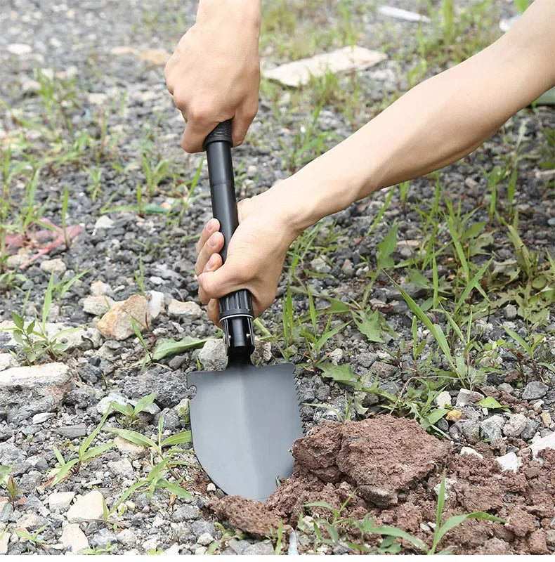 Foldable Portable Truck Mounted Engineer Shovel Camping Tent Outdoor Shovel Self-defense Survival Tool Compass Storage Bag