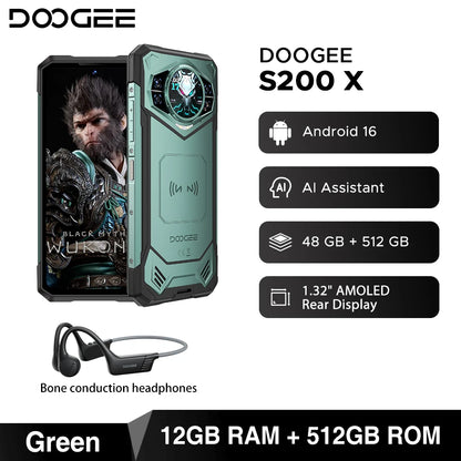 DOOGEE S200 X 5G Rugged Phone 48GB 512GB Dimensity 7050 6.72” FHD+120Hz 10100mAh 100MP Camera Android 16 NFC Smartphone