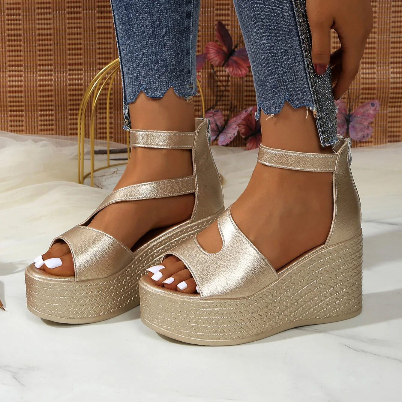 Women Fashion Wedge Sandals Summer Woman Casual Non-slip Peep Toe Designer Shoes Elegant Platform Sandals Sandalias De Mujer