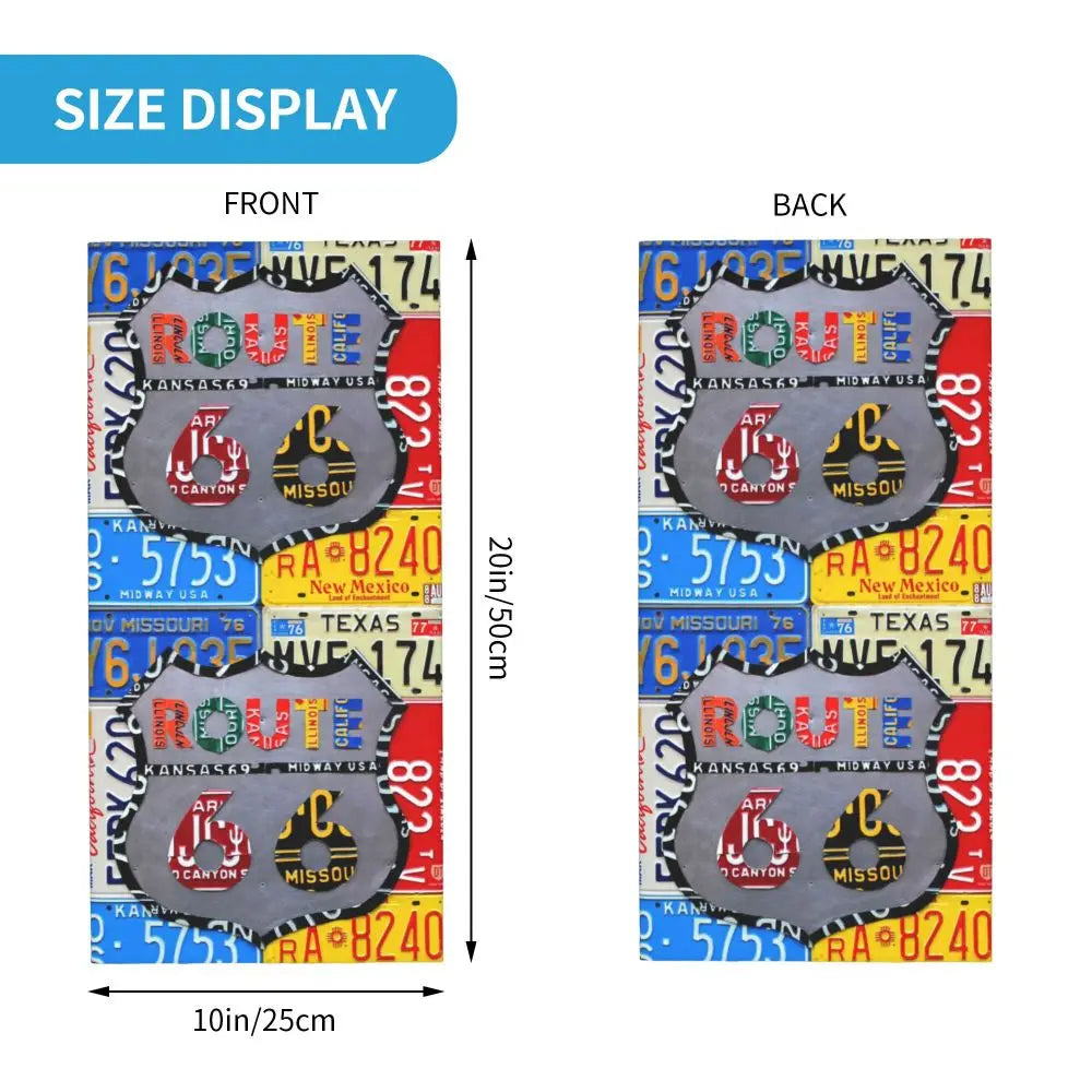 Custom Travel Motorcycle Ride Route 66 Bandana Winter Neck Warmer Windproof Wrap Face Scarf for Hiking Highways Gaiter Headband