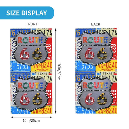 Custom Travel Motorcycle Ride Route 66 Bandana Winter Neck Warmer Windproof Wrap Face Scarf for Hiking Highways Gaiter Headband