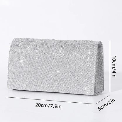 Women's Evening Shoulder Bag Bridal Clutch Party Prom Wedding Envelope Handbag Glitter Shiny Purses Sling Dating Dressy Bag