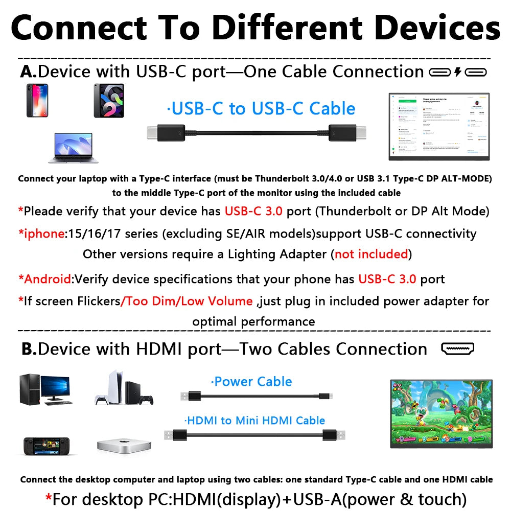 14 Inch Touch Portable Monitor Carbon Fiber 1920×1200 16:10 60Hz IPS Screen Built-in Kickstand External Display For Laptop Phone