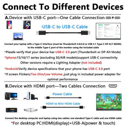 14 Inch Touch Portable Monitor Carbon Fiber 1920×1200 16:10 60Hz IPS Screen Built-in Kickstand External Display For Laptop Phone