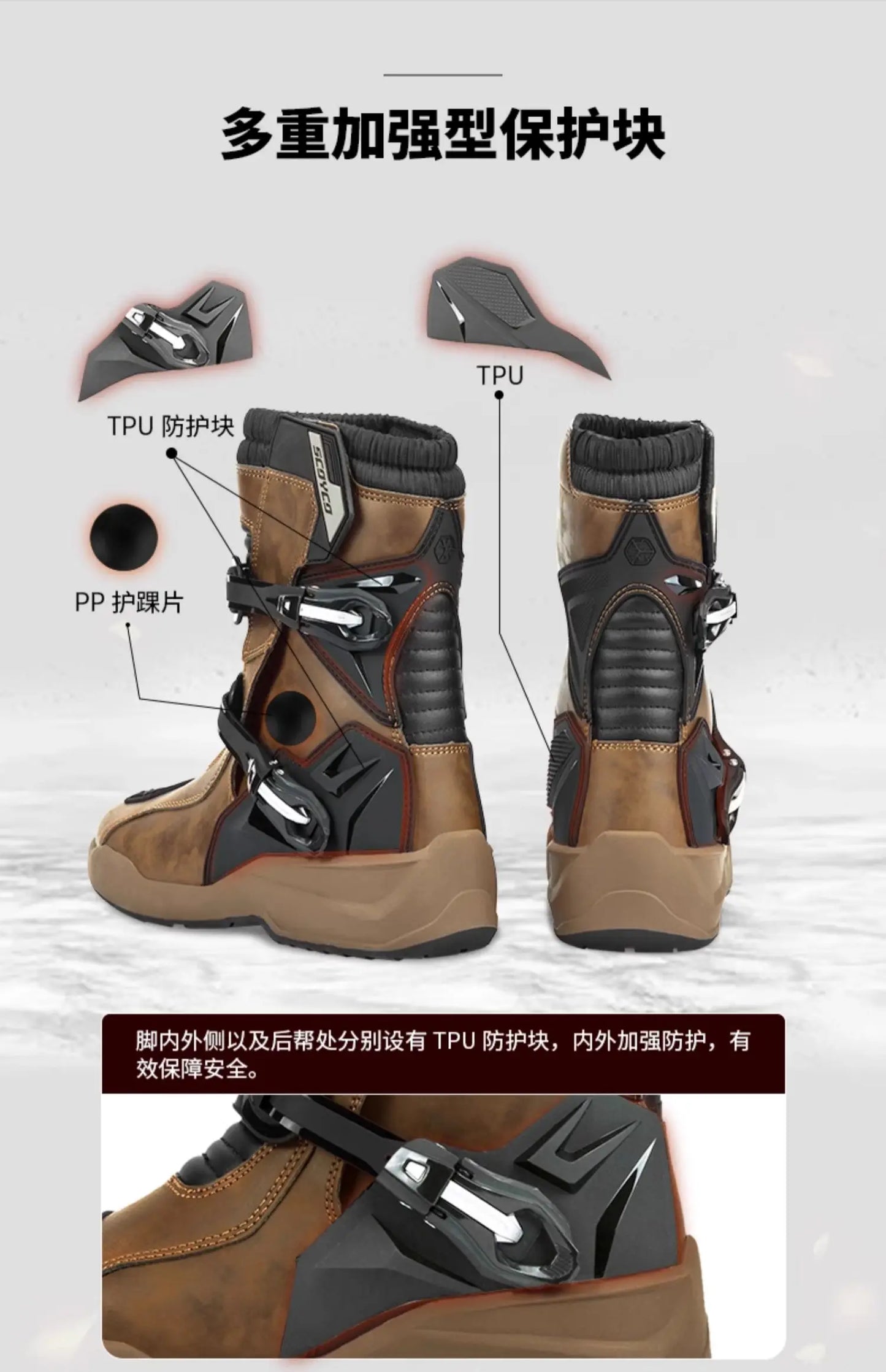 Retro Motorcycle Boots Cowhide Waterproof Mid-Calf Long riding Boots Men Women Riding Motocross Bota Motorbike Motocross Shoes