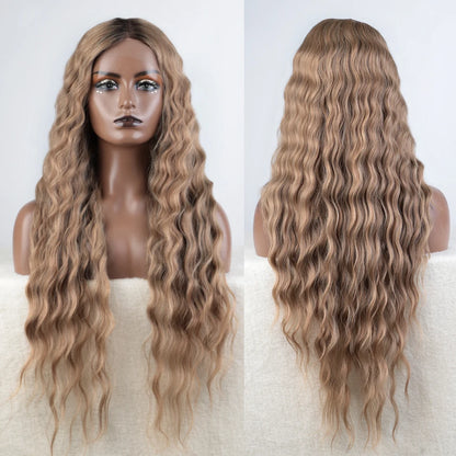 Synthetic Lace Front  Wig 30" Ombre Blonde Black Wig Baby Hair Wigs Long Wavy Hair Lace Wig For Women Lace Front Wig Cosplay Wig