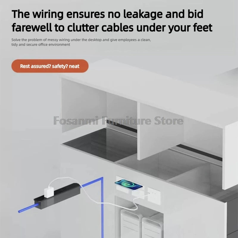 Office Staff Work Desk and Chair Sets Modern Computer Desks with Storage Drawn and Screen Home Furniture Swivel Chairs Table Set