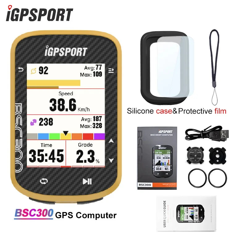 iGPSPORT BSC300 BSC 300 Yellow Computer ANT+ Wireless Bike Speedometer Bluetooth GPS route navigation notification Odometer