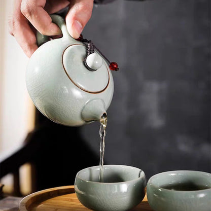 Ge Yao Ceramic Teapot teacup manual Chinese ice crack split teapot can raise Xishi tea pots household Kung Fu tea pot