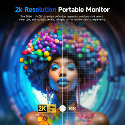 EVICIV 22" 2K Portable Monitor 2560*1440P 100%DCI-P3 QLED External Screen For Loptop Phone With HDMI Computer Display Extension