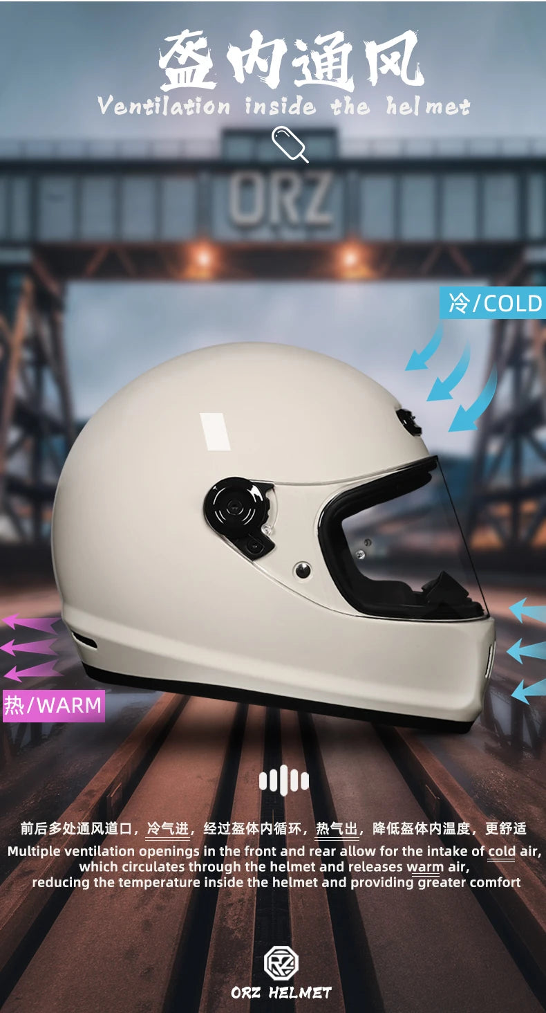 ORZ Classic Design Retro Full Face Motorcycle Helmet DOT Approved Adult Off Road Motorcycle Helmet Capacite Casco Moto