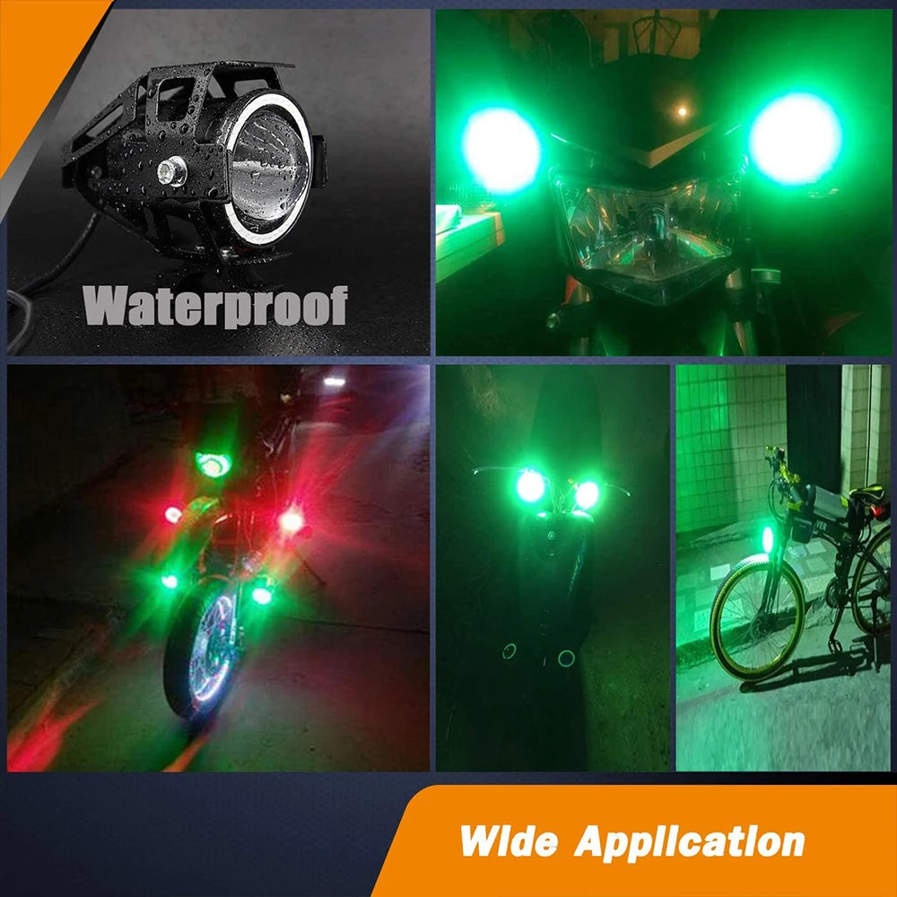 125W U7 LED Auxiliary Motorcycle Angel Eyes Headlight Explorers DRL Spotlights Bright LED Bicycle Lamp Accessories Foggers