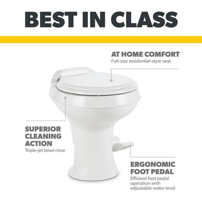 DOMETIC 302300071 300 Series Standard Toilet, White
