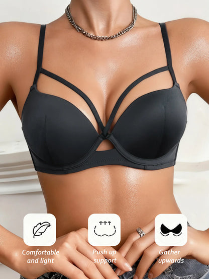 Sexy Leopard Print Bra for Women Push-up Anti-sagging Wire-free One-piece Bras for Small Breasts