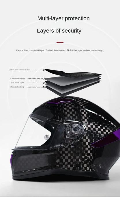 ORZ Carbon Fiber Motorcycle Helmet Four Seasons Full Face DOT Approved Unisex