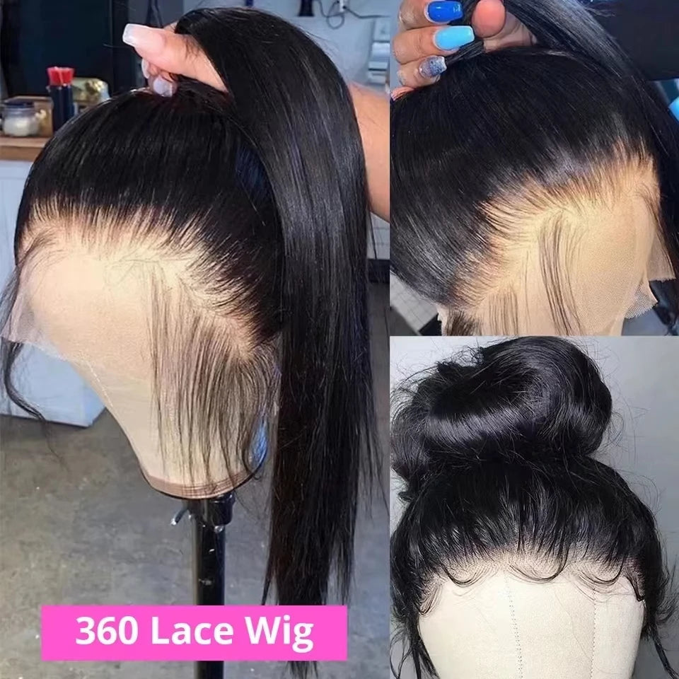 40 46 Inch 200 Density frontal Wig For Black Women Brazilian Wigs 13x6 Bone Straight HD Transparent Lace Front Human Hair Wigs
