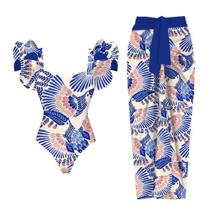 2026 New Sexy Ruffle Bikini Set Printed Brazilian Biquini Women Swimwear Skirt Bathing Suit Girls Summer Beachwear Dress