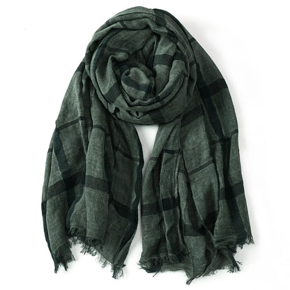 Fashion Plaid Cotton Linen Men Scarves Autumn Winter Warm Men's Scarf Short Tassel Bufanda Male Accessories Pashmina Shawl