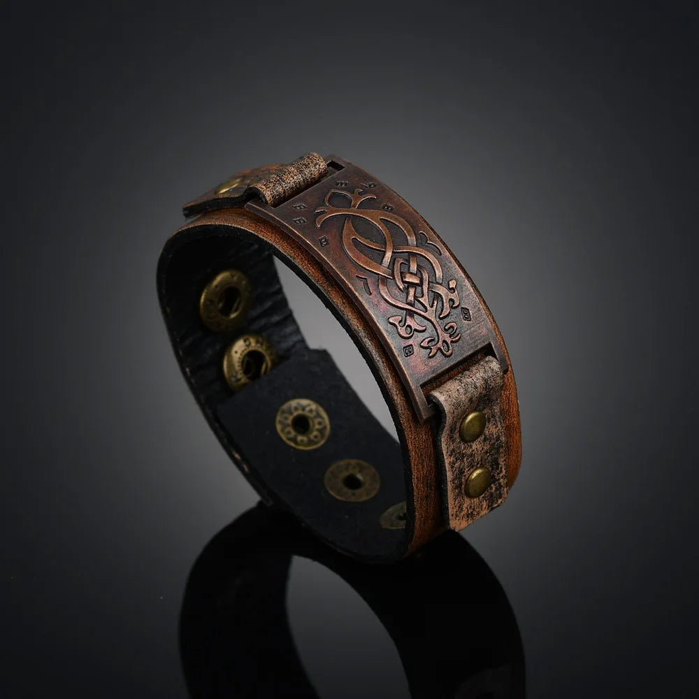 Adjustable Bangle Gift Alloy Leather Wristband Punk Leather Wristband Handmade Punk Bangle For Fashion Accessory Rock Concerts