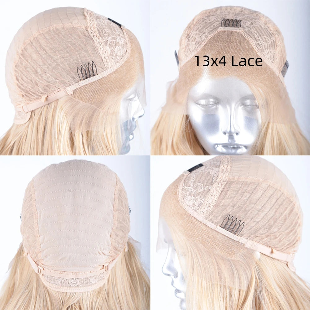 AIMEYA Blonde Wig Synthetic Lace Wigs for Women Natural Hairline Synthetic Lace Frontal Wig Preplucked Wavy Wigs Cosplay Use