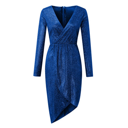 2024 Autumn Winter Gold Sliver Pink Sequined Party Dress Women Front Split Bodycon Party Vestidos Bling Clubwear Dress Vestidos