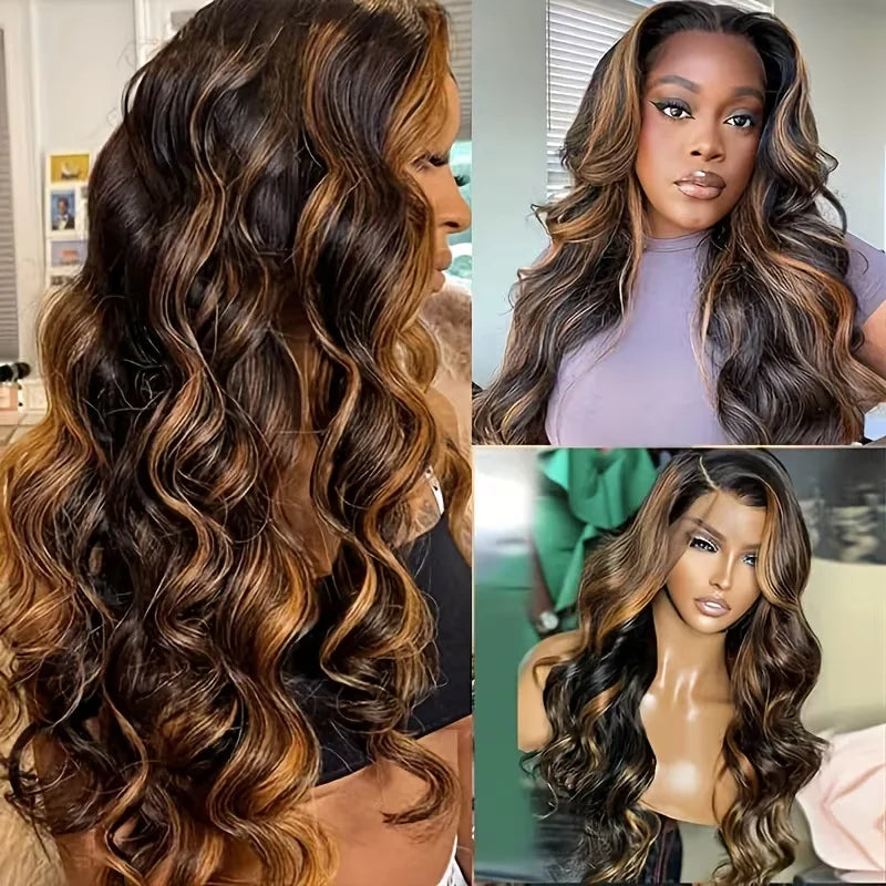 1B30 Highlight Body Wave Human Hair Wig 13x6 13x4 Hd Lace Front Wig Loose Body Wave PrePlucked Pre Cut Lace 4x4 5x5 Glueless Wig
