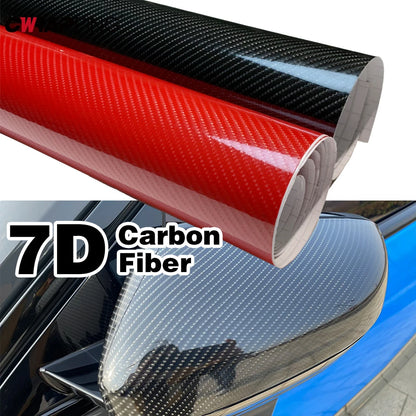 7D Carbon Fiber Vinyl Wrap Foil Car Adhesive Vinyl Film for Car Stickers Black High Glossy Red Waterproof Motorcycle Accessories