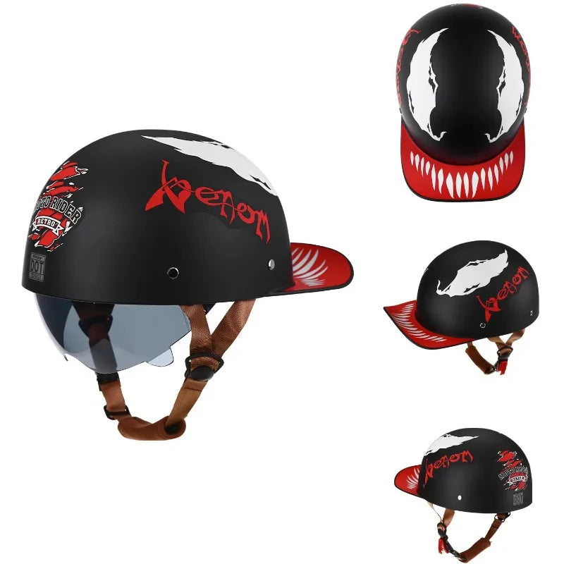 Vintage Motorcycle Helmet Retro Baseball Cap Open Face Half Hat Helmet Men Women Chopper Electric Motorcycles Cruiser Scooter