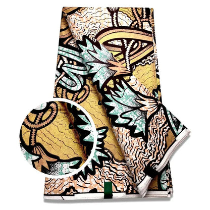 New African Wax Print Fabric Ankara Kitenge Pagne Loincloth Batik Wholesale Golden Glitter Grand 100Cotton Material For Sew 6yar