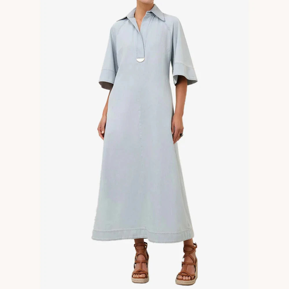 Customized Elegant Denim Midi Dress A-Line Evening Dresses Occasion Formal Exquisite High Quality Prom Party Gowns for Women