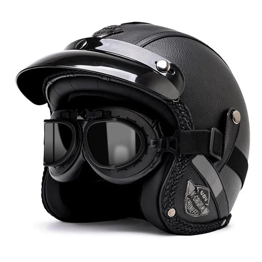 Retro motorcycle helmet, electric scooter 3/4 helmet, lightweight and breathable, suitable for all seasons