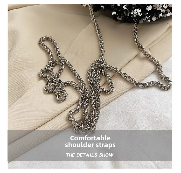 Good-looking Personality Sequin Women's New Korean Bucket Bag Bright Eyes Style Fashion Crossbody Dinner Single Shoulder Bags