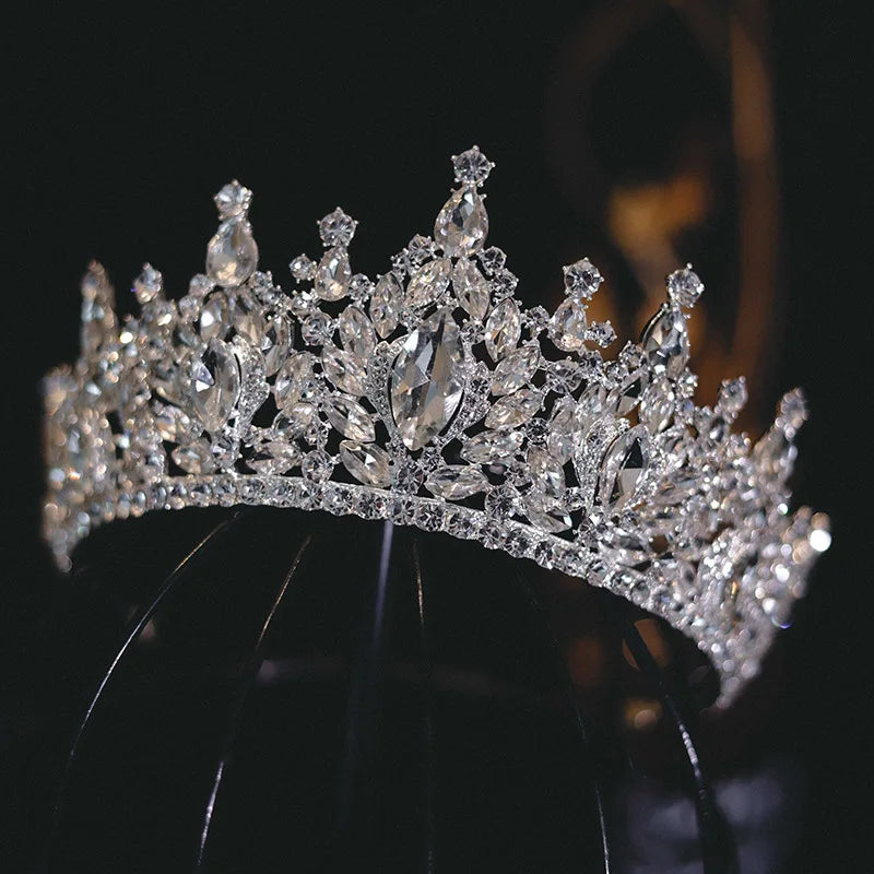 KMVEXO Baroque Luxury Crystal Bridal Tiaras Cubic Zircon Crown Rhinestone Pageant Diadem Headpieces Wedding Hair Accessories