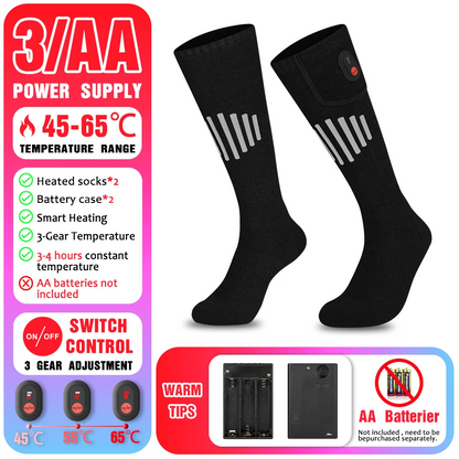 65℃ Heated Socks Winter Warm Heating Socks With Battery Case Snowmobile Electric Heated Skiing Sock Controllable Buttons outdoor