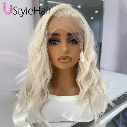UStyleHair Brown Lace Front Wig Natural Looking 12Inches Short Wave Wig Heat Resistant Synthetic Hair Daily Use Cosplay Wig