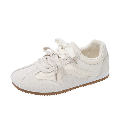 Women's Casual Shoes Suede Leather Training Shoes for Women 2026 Patchwork Retro Sneakers Ladies Casual Flat Heels Walking Shoes