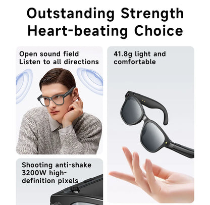 New AI Smart Glasses 800W Camera WIFI+Bluetooth Real-time Transmission Sunglasses Touch Control Video Record Glasses For XIAOMI