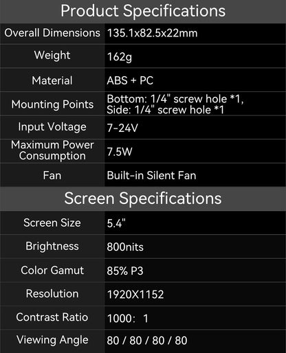 PortKeys LH5C -5.4 Inch On-Camera Monitor with Wired Camera Control/Focus Tracking Frame, 4K 360 Degree Color -Adjustment