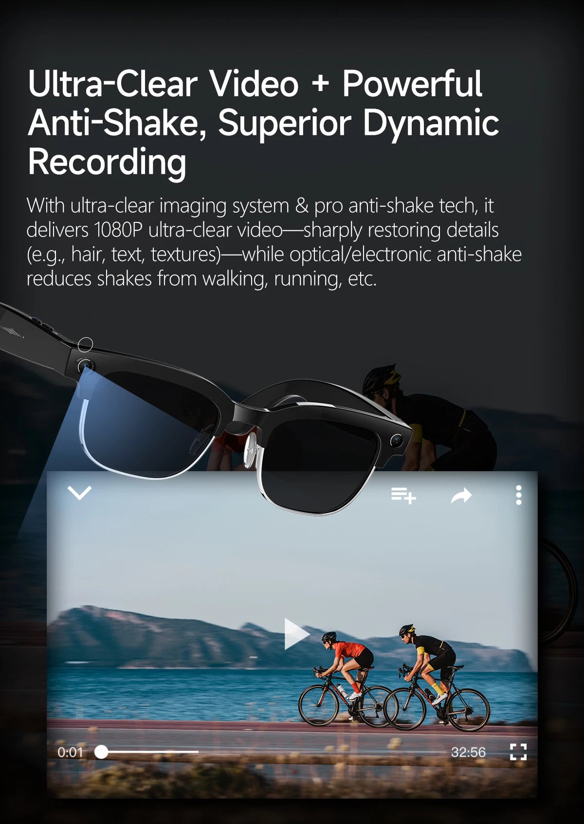 New 4k HD 800W Camera Smart Glasses Men 100+Language Translation 1080P shoot Video WIFI Transmission Music Player Call Glasses
