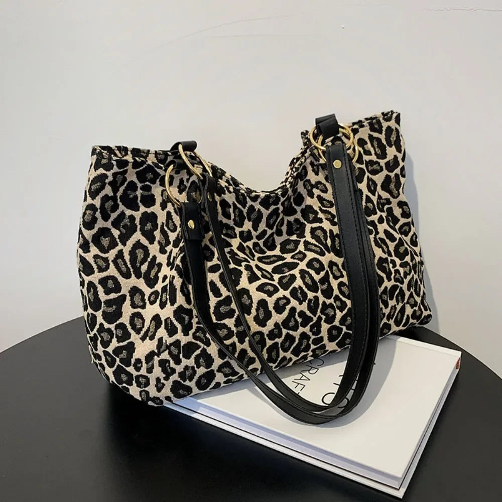 New Fashion Tote Bags Shopping and Travel  Canvas Bags New Women Popular Handbags Large Capacity Leopard Shoulder Bags Сумка