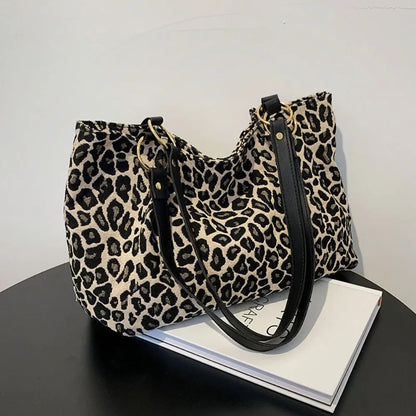 New Fashion Tote Bags Shopping and Travel  Canvas Bags New Women Popular Handbags Large Capacity Leopard Shoulder Bags Сумка