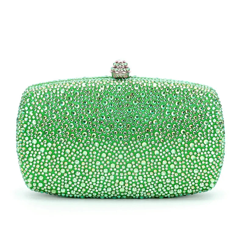Evening Clutch Bags Green Bridal Clutches Bags Crystal Bridal Stones Purse Lady  Party Wedding Rhinestone Women Shoulder Handbag