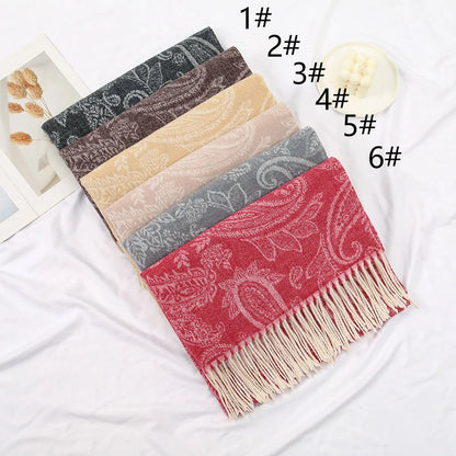Autumn New Hot-selling Imitation Cashmere Cashew Fringed Scarf Women's Versatile Fashion Thickened Outer Warm Office Shawl
