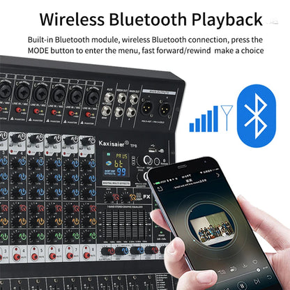 8/12 Channel Digital Mixer Audio Console 100 DSP Effects Bluetooth USB MP3 DJ Reverberation Sound Mixing Console