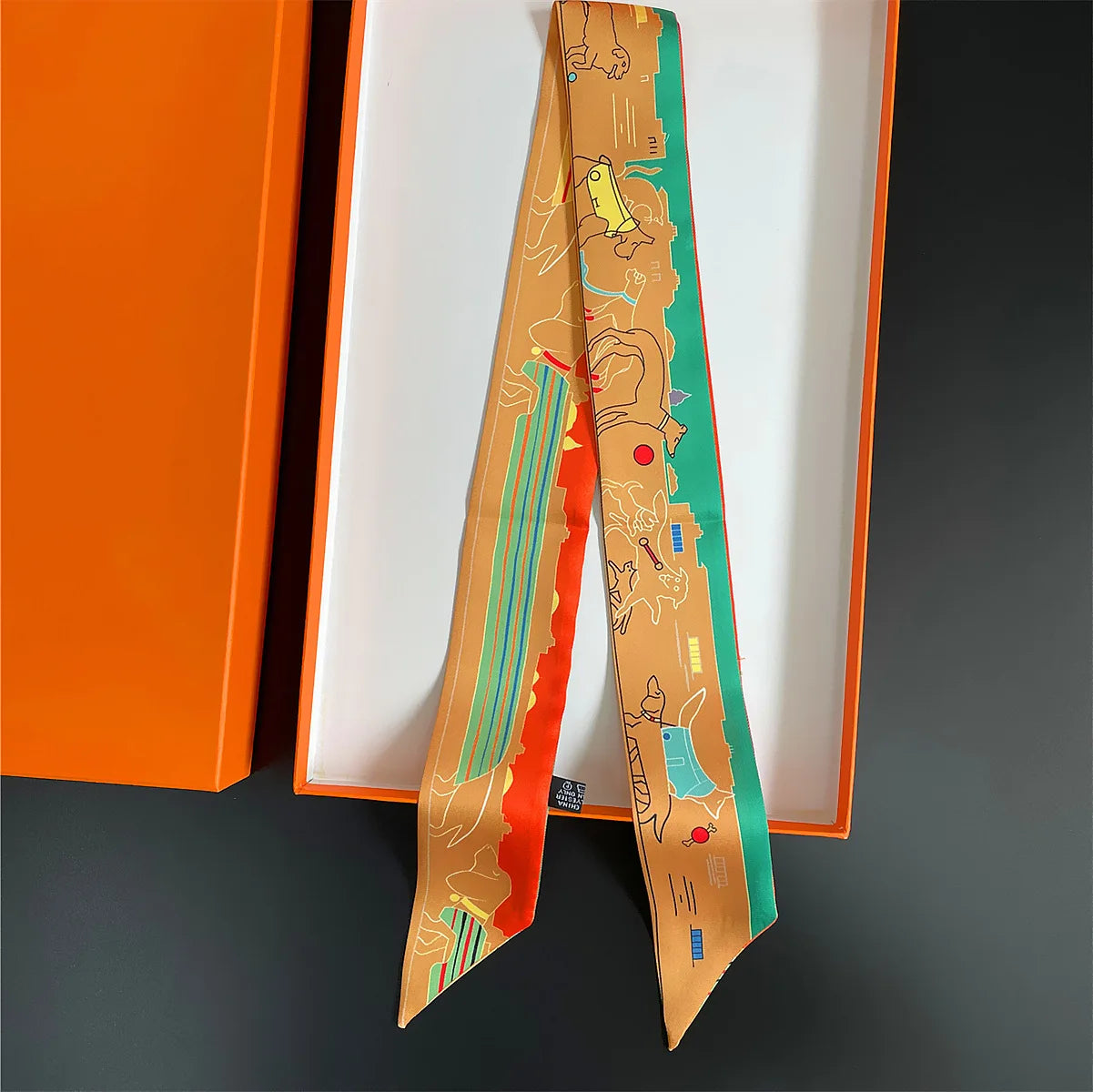 Luxury Brand Horse Bag Scarf 2024 New Design Womens Silk Scarf Fashion Head Scarf Headwear Long Skinny Scarves Bag Accessories