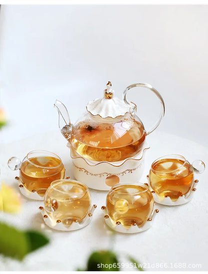 Nordic Afternoon Tea Set Flower Tea Cup Set Boiled Fruit Teapot Candle Heated Teapot Home Gifr