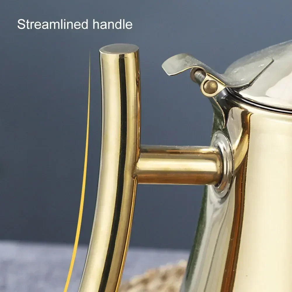 1L/1.5L Gold Teapot with Infuser Stainless Steel Water Kettle Tea pot Polish Fashion Durable Coffee Cold Water Pot Home Tea Tool